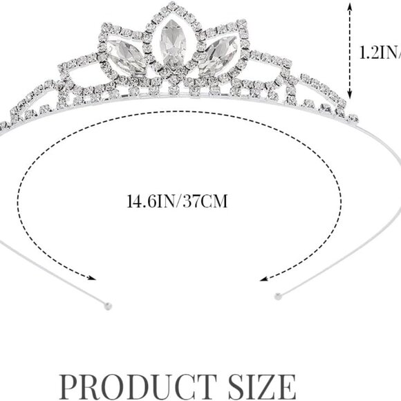 Silver Crystal Tiara Crowns Rhinestone Birthday Crowns Headband Tiaras for Women - Picture 3 of 7
